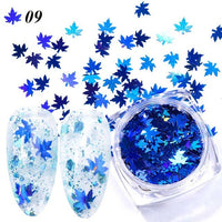 HKM-923539 Gradient Maple Leaf Nail Sequins for Nail Art and Craft Decoration