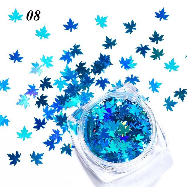 HKM-923539 Gradient Maple Leaf Nail Sequins for Nail Art and Craft Decoration
