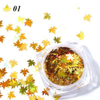 HKM-923539 Gradient Maple Leaf Nail Sequins for Nail Art and Craft Decoration