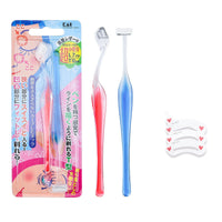 HKM-235347 Mini Eyebrow Trimming Knife Set with Scissors - T-Shaped and L-Shaped Tools, Ideal for All Skin Types