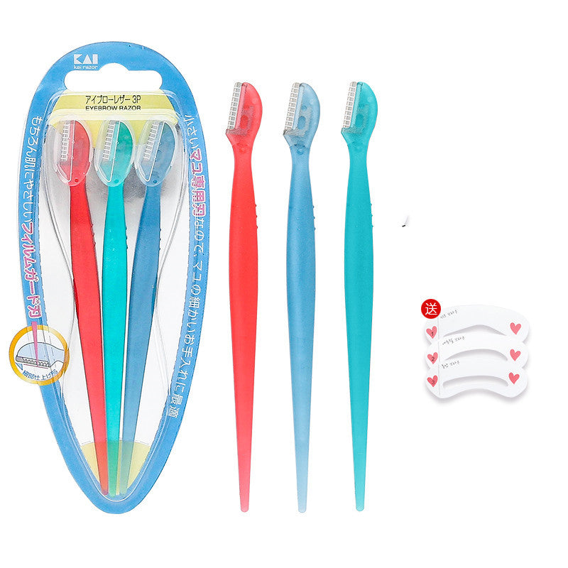 HKM-235347 Mini Eyebrow Trimming Knife Set with Scissors - T-Shaped and L-Shaped Tools, Ideal for All Skin Types