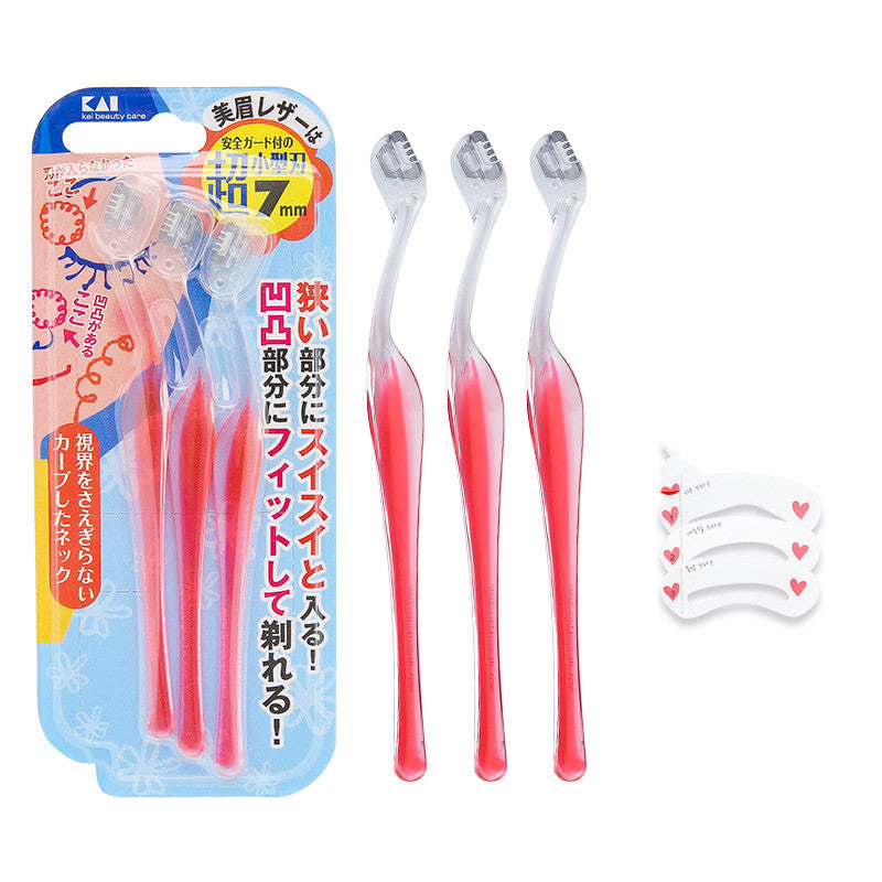 HKM-235347 Mini Eyebrow Trimming Knife Set with Scissors - T-Shaped and L-Shaped Tools, Ideal for All Skin Types