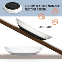 HKM-451795 Ceramic Cat Food Bowls with Non-Slip Silicone Base – Whisker-Friendly Shallow Dishes for Cats and Small Dogs, Dishwasher and Microwave Safe