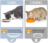 HKM-451795 Ceramic Cat Food Bowls with Non-Slip Silicone Base – Whisker-Friendly Shallow Dishes for Cats and Small Dogs, Dishwasher and Microwave Safe