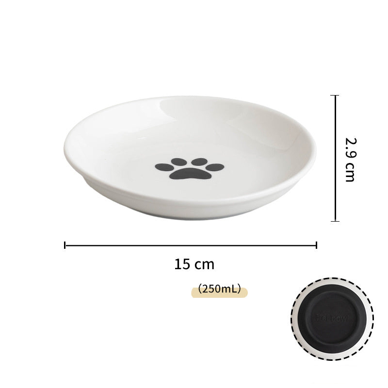 JMT-657930 Ceramic Cat Food Bowls with Non-Slip Silicone Base – Whisker-Friendly Shallow Dishes for Cats and Small Dogs, Dishwasher and Microwave Safe