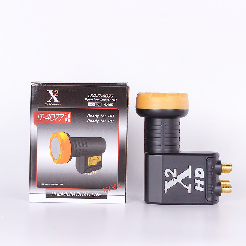 KTX-602963 Universal Ku Band Quad LNB for Satellite TV Receiver - Linear Polarized, HDTV Compliant, Superior Noise Performance