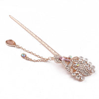 HKM-420755 Korean Style Flower Design Alloy Hairpin with Electroplated Finish