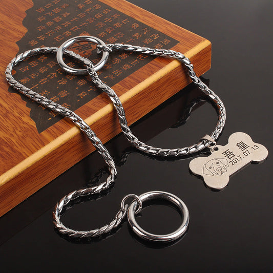 HKM-392723 Silver Metal Dog Collar - Durable and Stylish Pet Accessory
