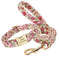 HKM-259027 Personalized Cotton Dog Collar with Golden Alloy Buckle - Sizes S, M, L Available
