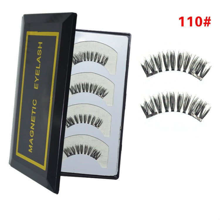 HKM-616019 Natural Long Magnet False Eyelashes with Plastic Cotton Thread Stem
