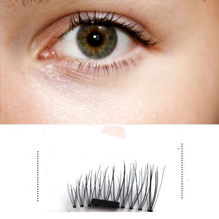 HKM-616019 Natural Long Magnet False Eyelashes with Plastic Cotton Thread Stem