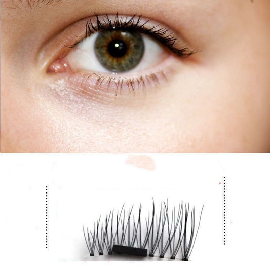 HKM-616019 Natural Long Magnet False Eyelashes with Plastic Cotton Thread Stem