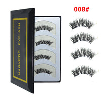 HKM-616019 Natural Long Magnet False Eyelashes with Plastic Cotton Thread Stem