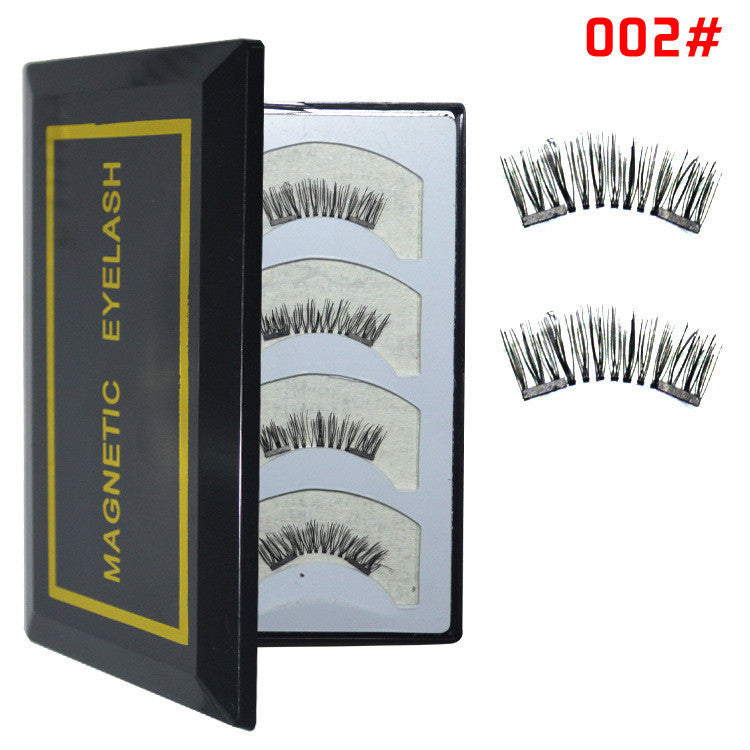 HKM-616019 Natural Long Magnet False Eyelashes with Plastic Cotton Thread Stem