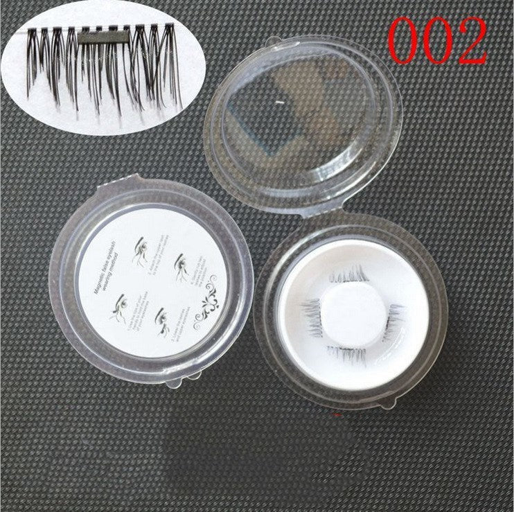 HKM-616019 Natural Long Magnet False Eyelashes with Plastic Cotton Thread Stem