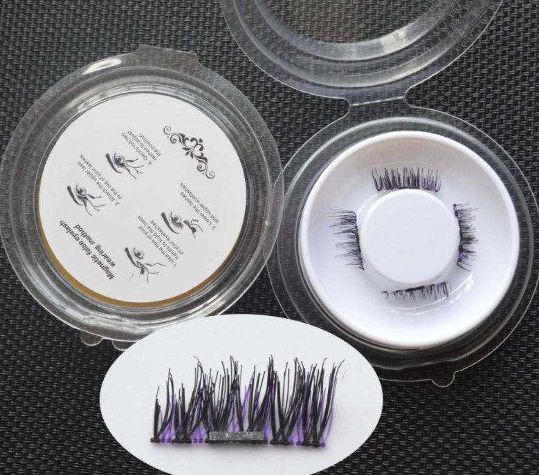 HKM-616019 Natural Long Magnet False Eyelashes with Plastic Cotton Thread Stem