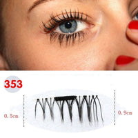 HKM-616019 Natural Long Magnet False Eyelashes with Plastic Cotton Thread Stem