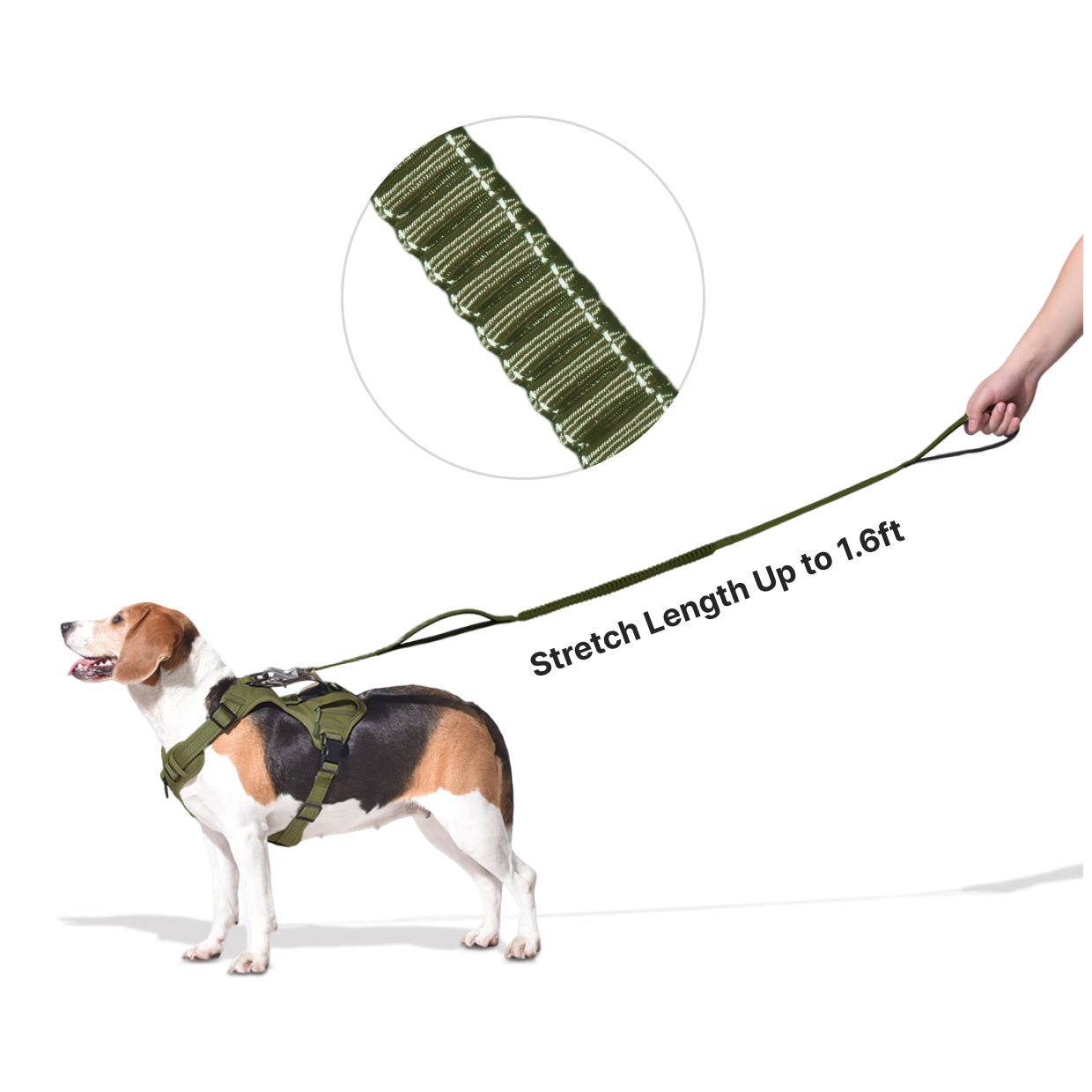 HKM-457427 Shock Absorbing Tactical Dog Leash with Dual Handles for Training and Safety