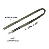 HKM-457427 Shock Absorbing Tactical Dog Leash with Dual Handles for Training and Safety