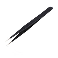 HKM-051155 Rhinestone Nail Tweezers with Straight Head and Elbow Design, Metal, Black