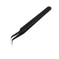 HKM-051155 Rhinestone Nail Tweezers with Straight Head and Elbow Design, Metal, Black