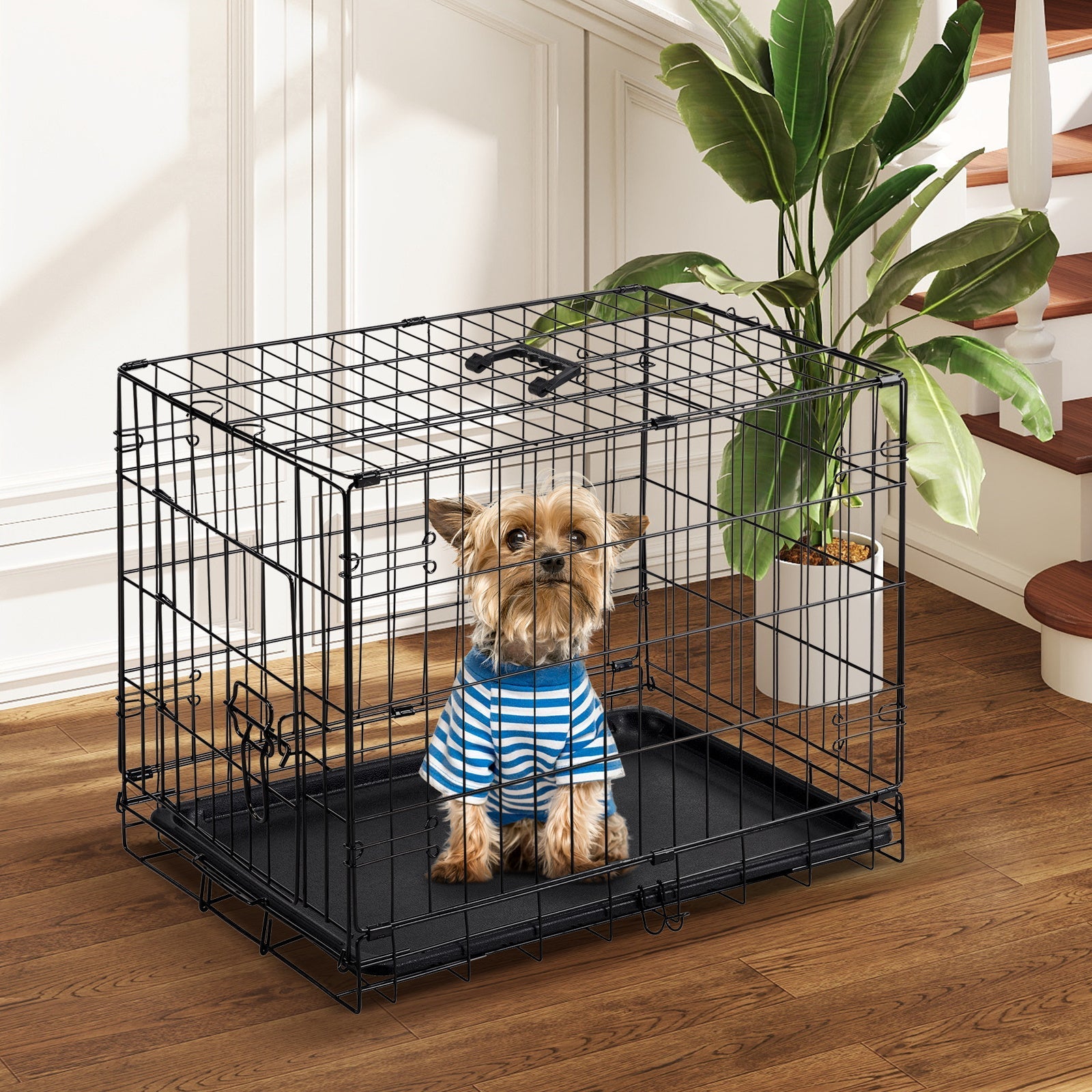 HKM-380499 Single Door Dog Cage - 24 to 30 Inches, Durable Metal Structure, Suitable for Small to Medium Dogs