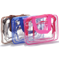 HKM-716307 Transparent PVC Travel Storage Bag Set – 3 Piece Toiletry Organizer for Cosmetics, Accessories, and More