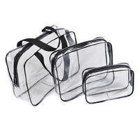 HKM-716307 Transparent PVC Travel Storage Bag Set – 3 Piece Toiletry Organizer for Cosmetics, Accessories, and More