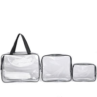 HKM-716307 Transparent PVC Travel Storage Bag Set – 3 Piece Toiletry Organizer for Cosmetics, Accessories, and More