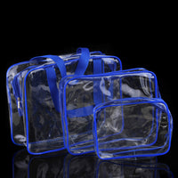 HKM-716307 Transparent PVC Travel Storage Bag Set – 3 Piece Toiletry Organizer for Cosmetics, Accessories, and More