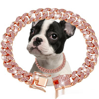 HKM-436371 Geometric Pet Necklace with Diamond Accents in Gold, Silver, and Rose Gold for Dogs and Cats