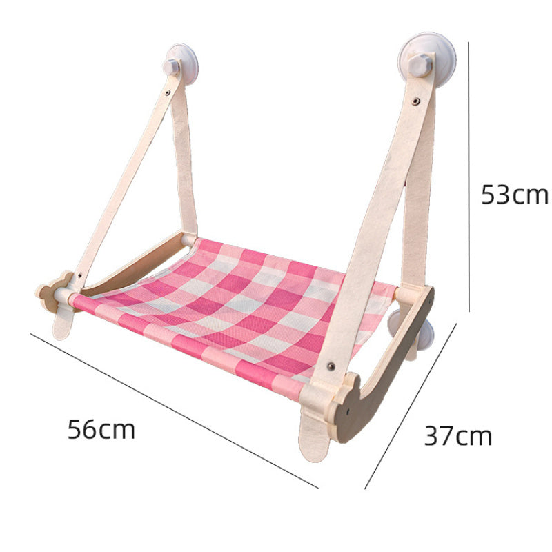 HKM-794451 Durable Wooden Cat Window Hammock with Stable Suction Cups for Comfort and Relaxation