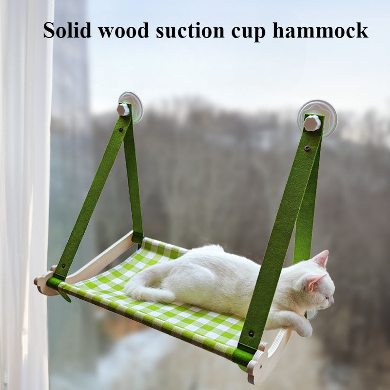 HKM-794451 Durable Wooden Cat Window Hammock with Stable Suction Cups for Comfort and Relaxation