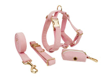 HKM-111635 Velvet Fabric Dog Collar Set with Adjustable Harness, Leash, Bow Knot, Flower, and Poop Bag