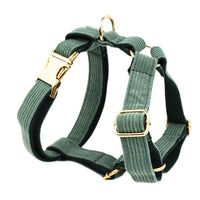 HKM-111635 Velvet Fabric Dog Collar Set with Adjustable Harness, Leash, Bow Knot, Flower, and Poop Bag