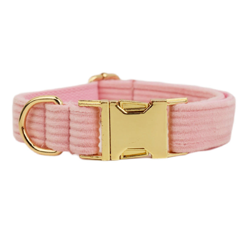 HKM-111635 Velvet Fabric Dog Collar Set with Adjustable Harness, Leash, Bow Knot, Flower, and Poop Bag