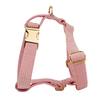 HKM-111635 Velvet Fabric Dog Collar Set with Adjustable Harness, Leash, Bow Knot, Flower, and Poop Bag