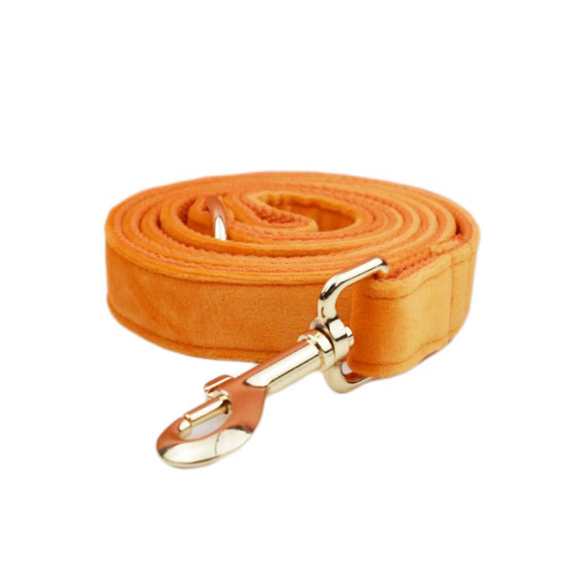 HKM-111635 Velvet Fabric Dog Collar Set with Adjustable Harness, Leash, Bow Knot, Flower, and Poop Bag