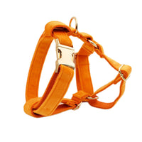 HKM-111635 Velvet Fabric Dog Collar Set with Adjustable Harness, Leash, Bow Knot, Flower, and Poop Bag