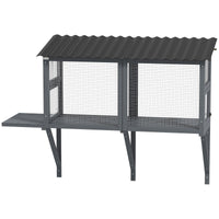 HKM-826067 Gray Wooden Cat Catio with Window Perch and Jumping Platform for Indoor Cats Enjoying Outdoor Views