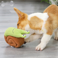 HKM-516691 Interactive Snail Snuffle Toy for Dogs - Soft Fleece Treat Hiding Puzzle for Small Pets