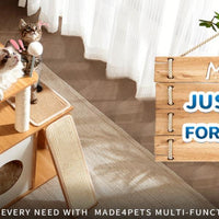 HKM-316435 Indoor Wooden Cat Climbing Frame with Scratching Post, Ramp, and Cozy Condo for Large Cats and Kittens