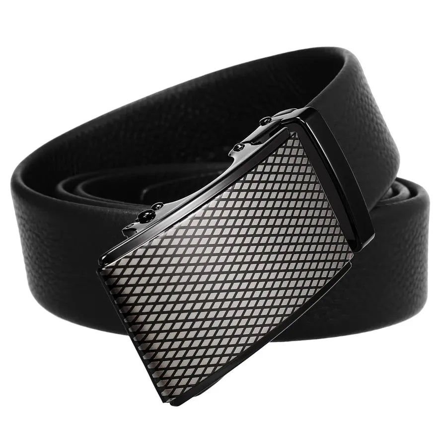 HKM-684179 Men's Automatic Buckle Casual Belt in Top Layer Leather - Trendy Design