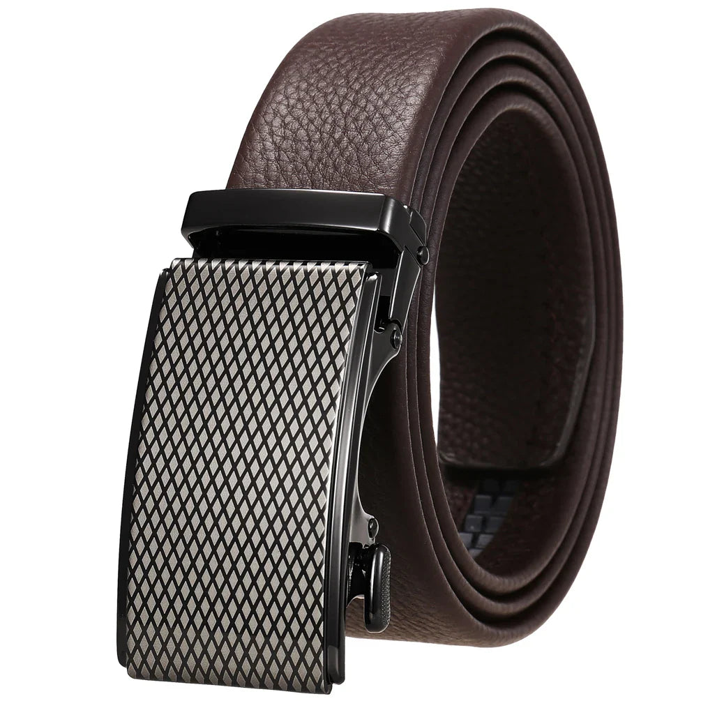 HKM-684179 Men's Automatic Buckle Casual Belt in Top Layer Leather - Trendy Design