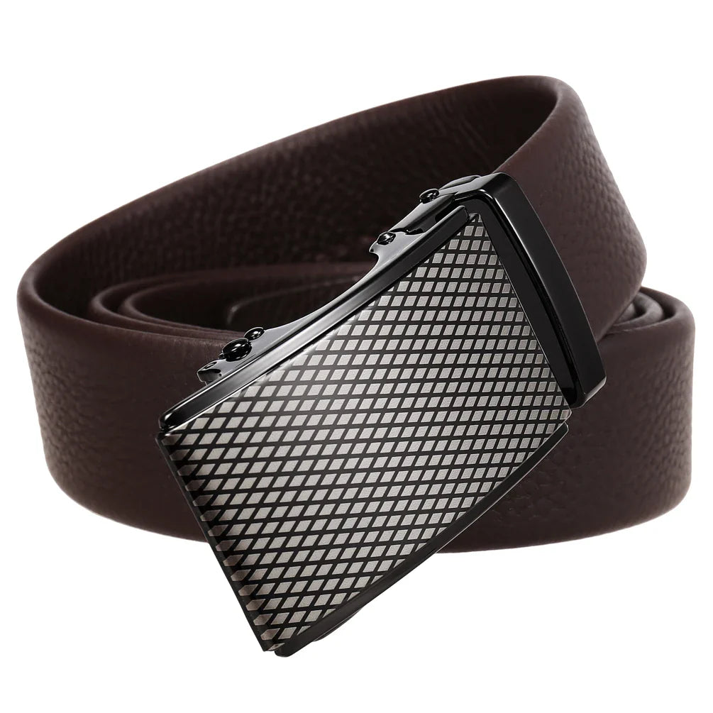 HKM-684179 Men's Automatic Buckle Casual Belt in Top Layer Leather - Trendy Design