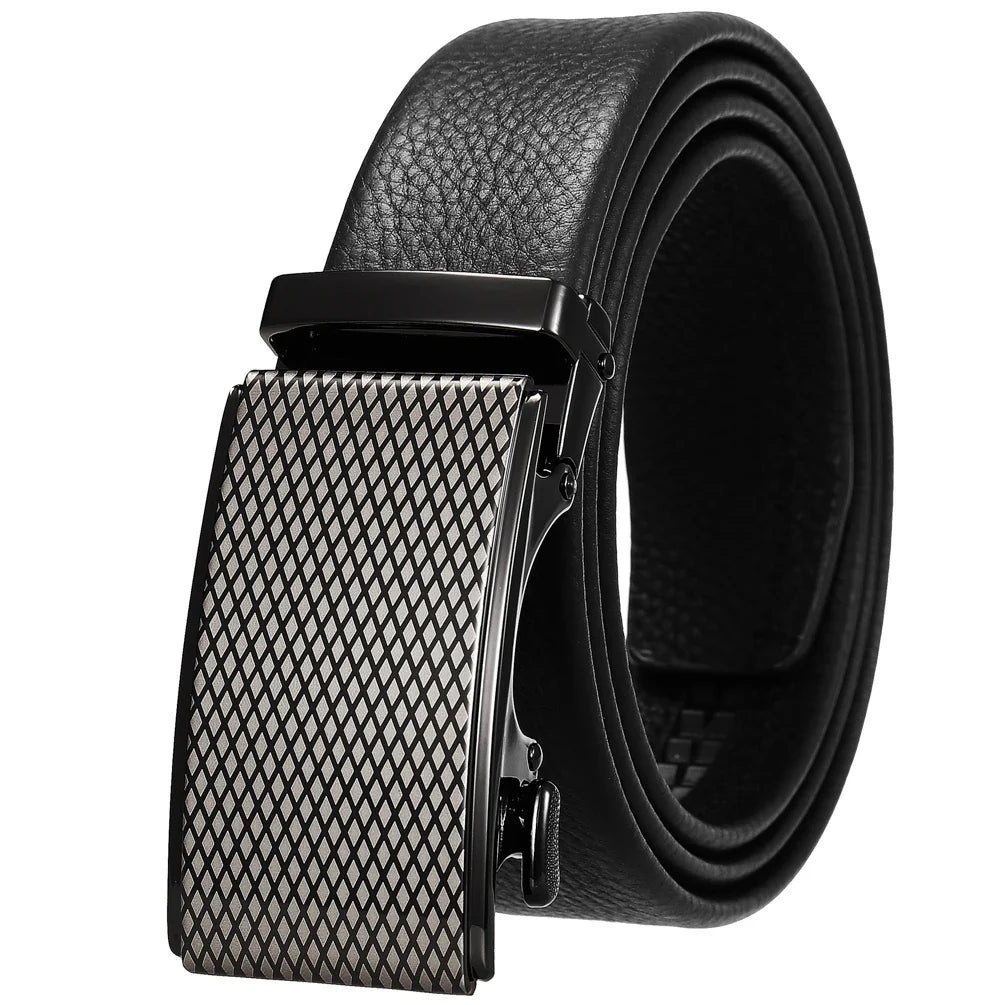 HKM-684179 Men's Automatic Buckle Casual Belt in Top Layer Leather - Trendy Design