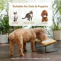 HKM-843219 Tilted Ceramic Dog Food and Water Bowl Set with Bamboo Stand for Small Pets
