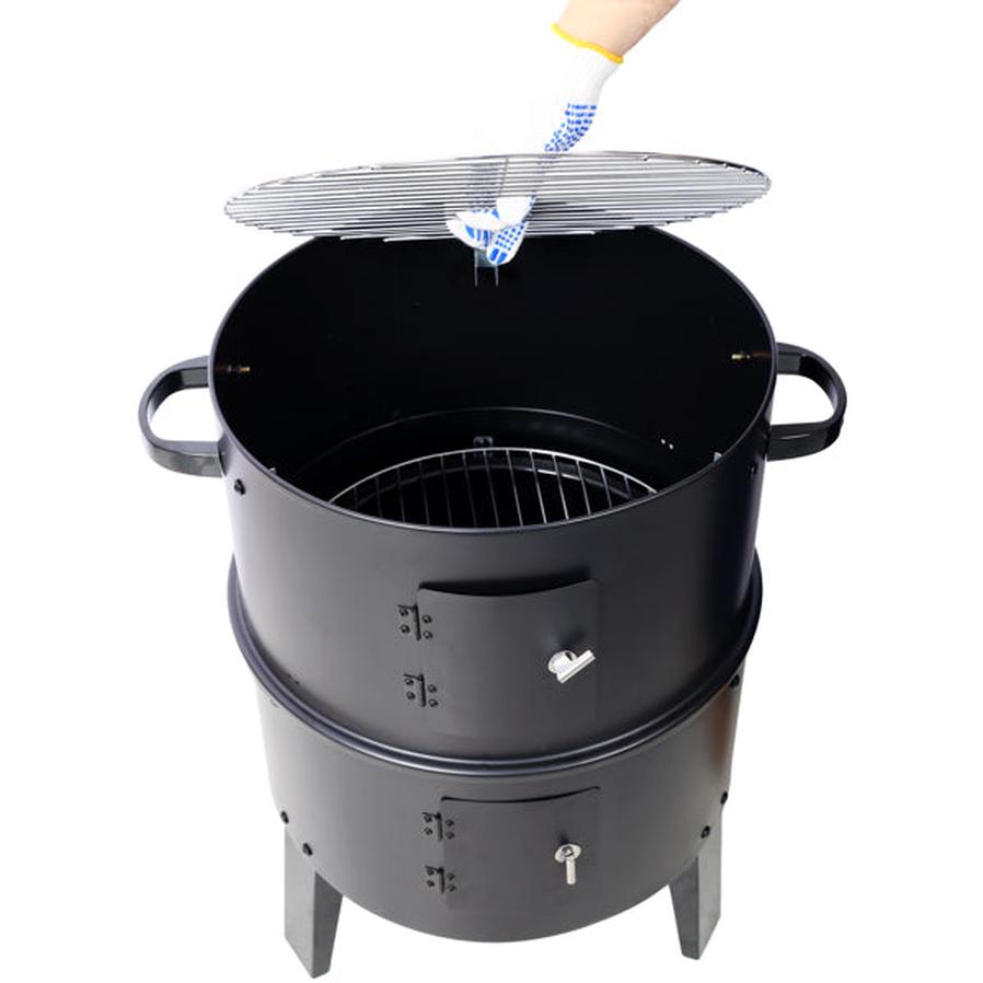 HKM-288147 16 Inch Portable Charcoal Smoked Grill – Ideal Vertical Smoker for Outdoor Cooking and Camping