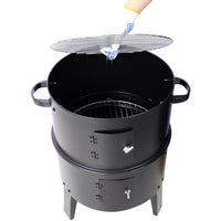 HKM-288147 16 Inch Portable Charcoal Smoked Grill – Ideal Vertical Smoker for Outdoor Cooking and Camping