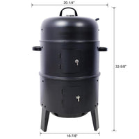 HKM-288147 16 Inch Portable Charcoal Smoked Grill – Ideal Vertical Smoker for Outdoor Cooking and Camping